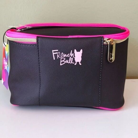 French Bull Black Pink Glam Up Large Cosmetic Travel Case Organizer NWT - Picture 5 of 16